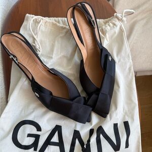 Ganni Black Slingback Heels (NWT)